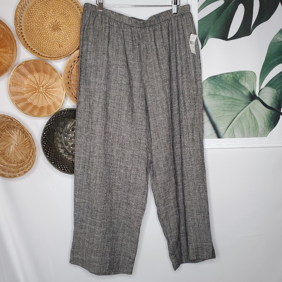 Hot Cotton Pants - Hot Cotton Houndstooth Crop Wide Leg Pants NEW XL